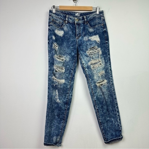 Garage Boyfriend Distressed Ripped Jeans 3/XS Blue Acid Wash - Picture 1 of 6